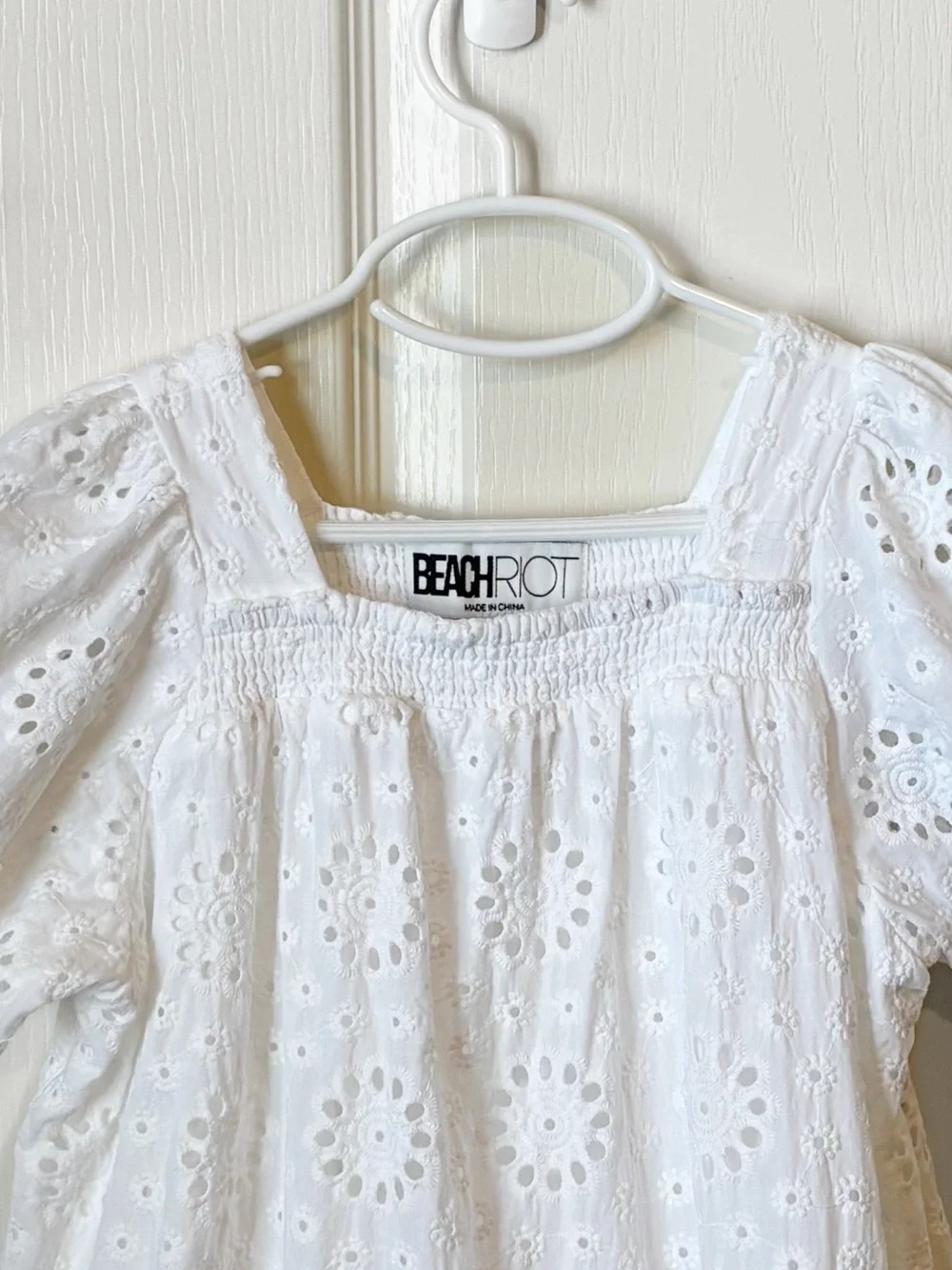 Beach Riot Girls Little Ollie Dress White Magnolia Eyelet Puff-Sleeve Size 7/8